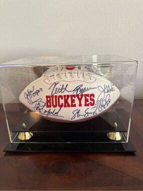 2005 Ohio State Buckeyes Team Signed Football NO COA - in| Troy Smith, A.J. Hawk